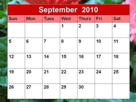 Calendar September 2010